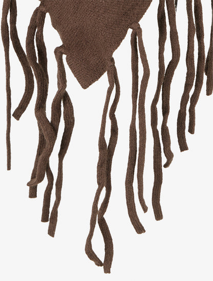 Poncho oversize à franges - Marron - 3