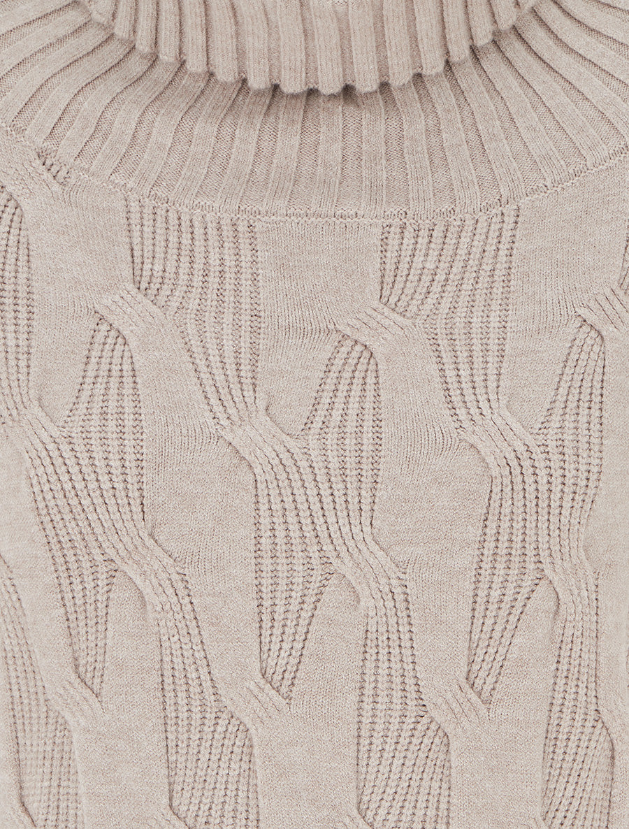 Pull ample à col roulé en maille texturée - Taupe - 3