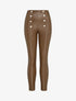 Pantalon en simili à détail boutons - Marron - 4