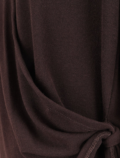 Pull cache-coeur à manches retroussables - Marron - 3