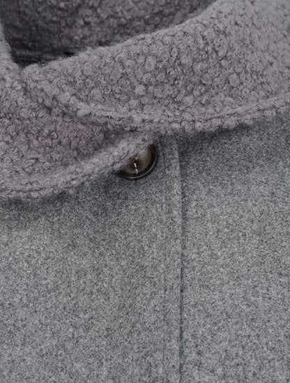 Manteau à col claudine effet laine bouclée - Gris - 3