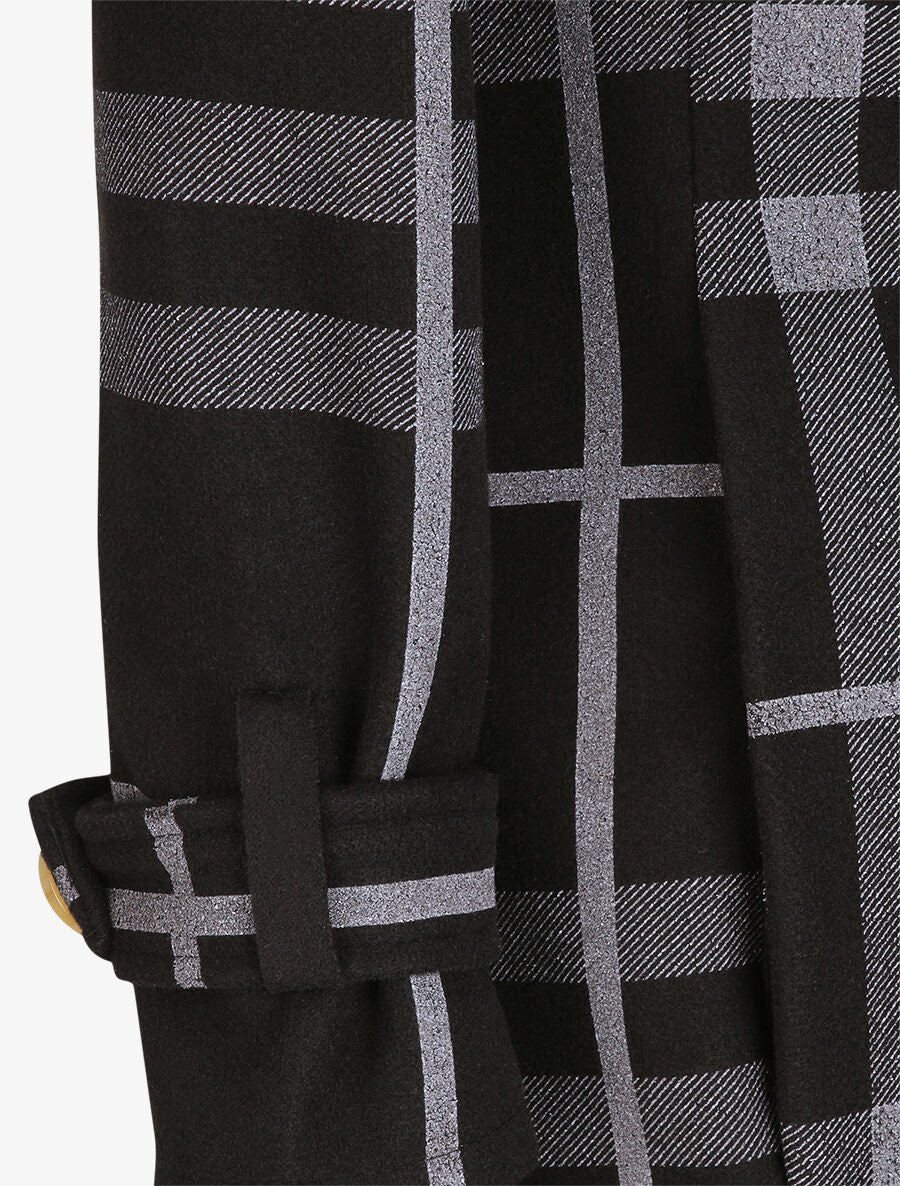 Manteau à carreaux style trench - Noir - 3