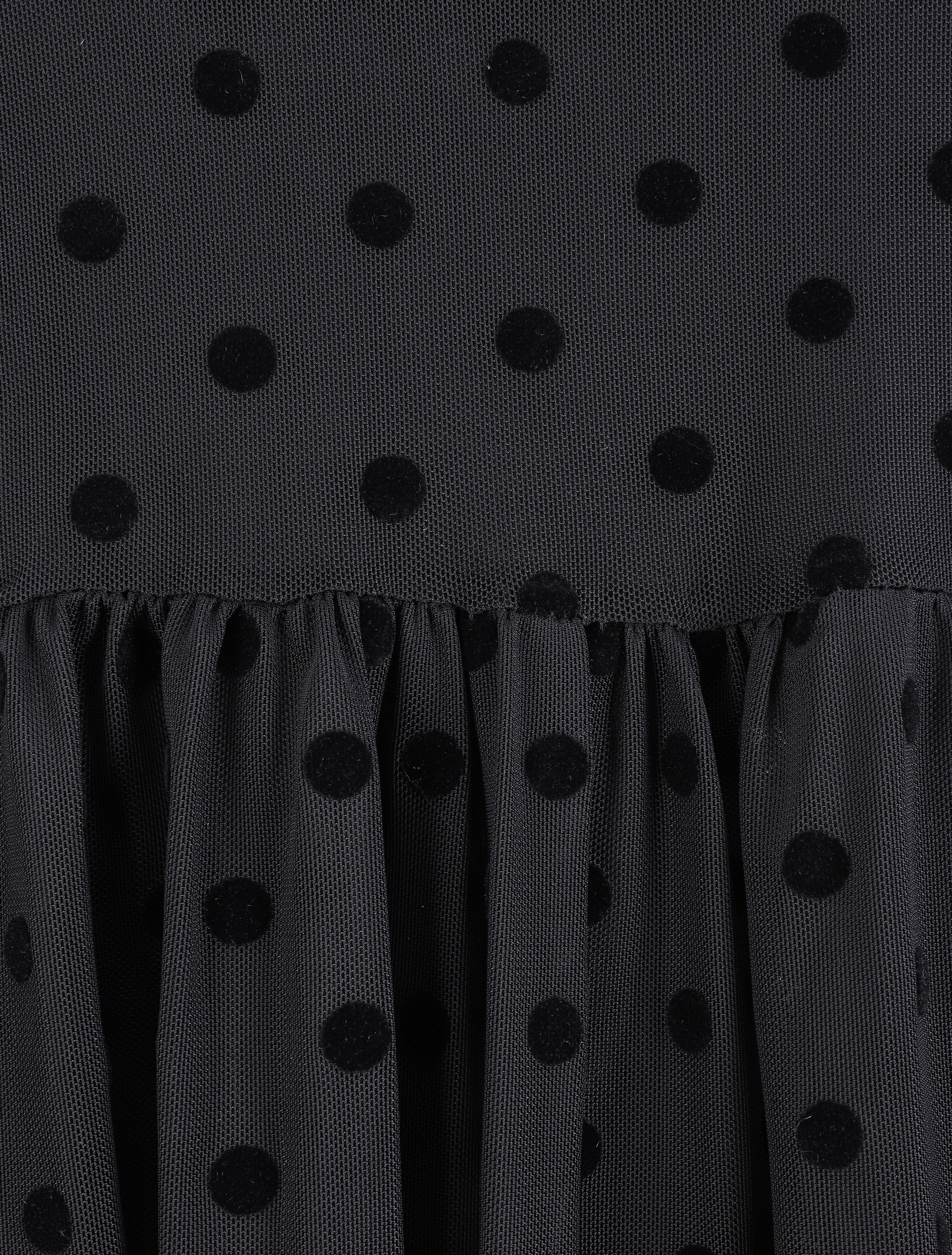 Robe plumetis à col volanté - Noir - 3
