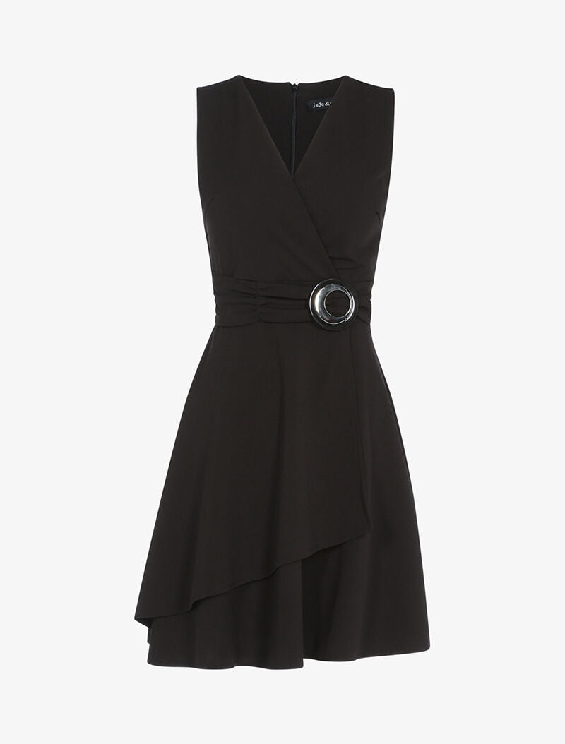 Robe patineuse à boucle contrastante - Noir - 1