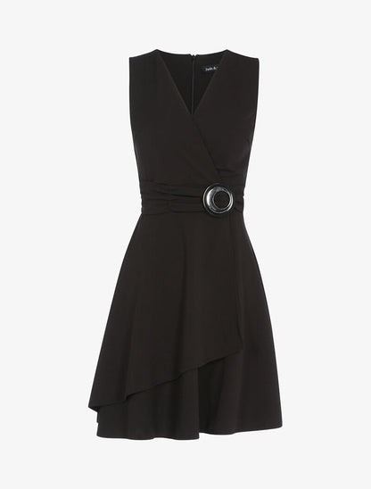 Robe patineuse à boucle contrastante - Noir - 1