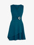 Robe patineuse à boucle contrastante - Bleu pétrole - 1