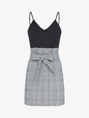 Robe moulante à imprimé tartan - Noir - 1