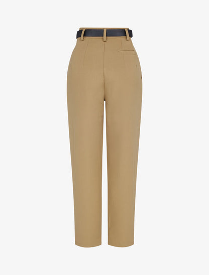 Pantalon carotte à fronces - Camel - 2