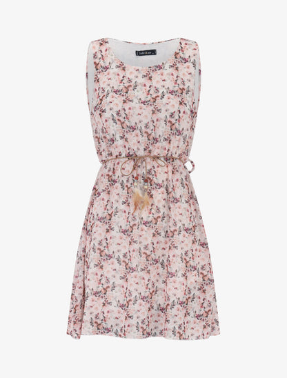 Robe en voile à imprimé floral - Beige - 2