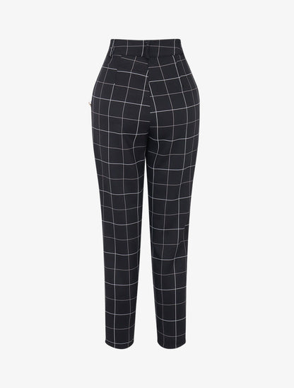 Pantalon à imprimé carreaux - Noir - 2