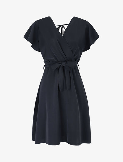 Robe cintrée à épaules volantées - Noir - 3