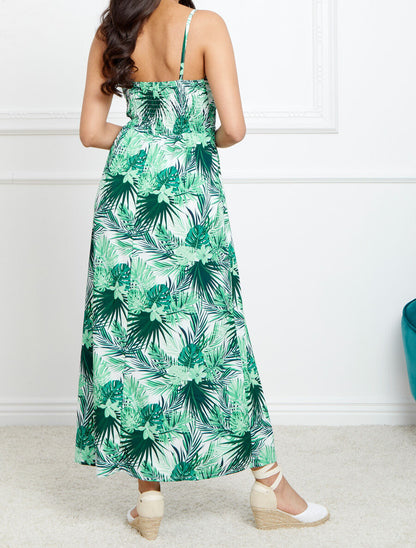 Robe longue imprimé fougères tropicales - Blanc - 4