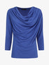 Top à col bénitier et manches 3/4 - Bleu roi - 1