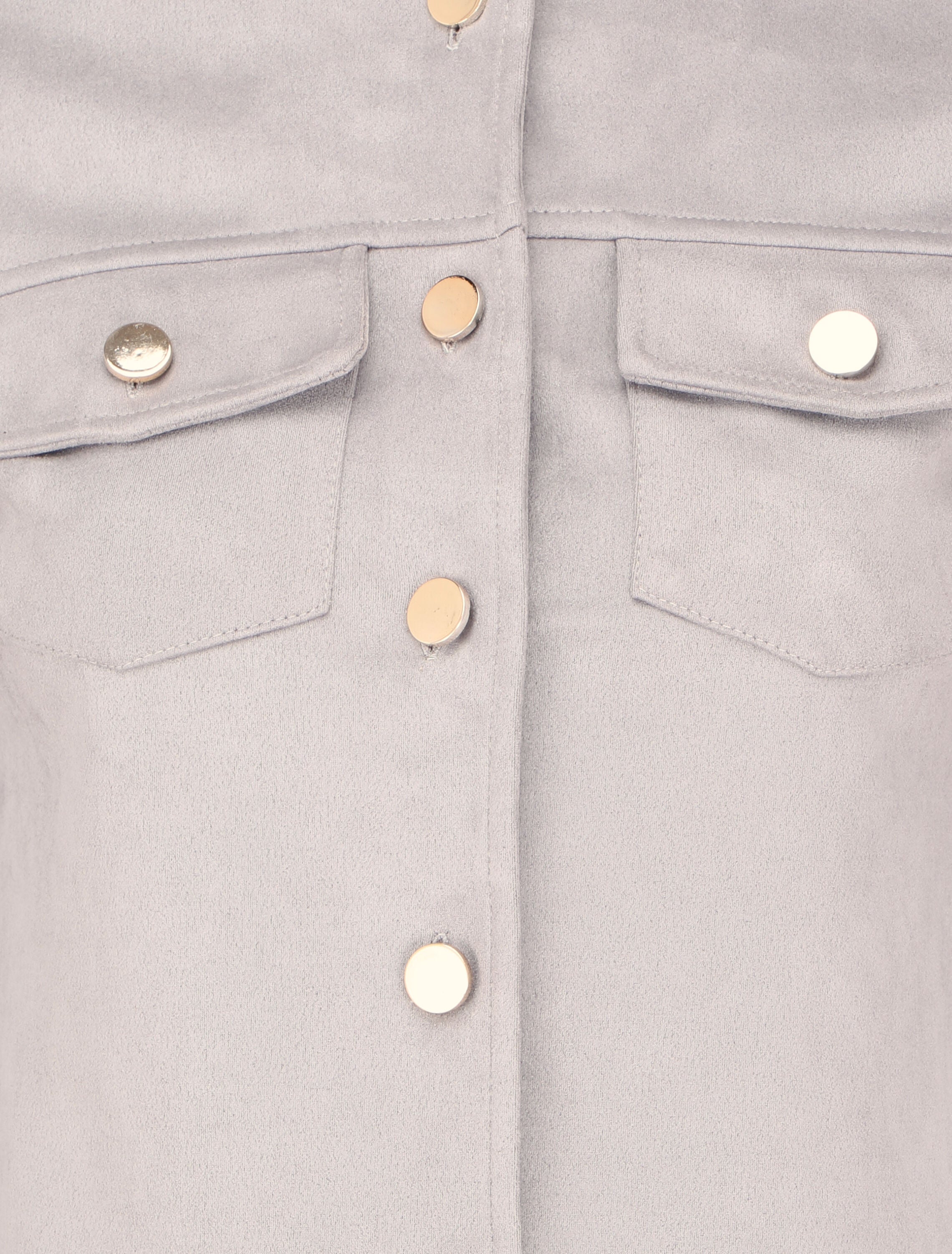 Veste boutonnée en suédine à poches à rabats - Gris clair - 3