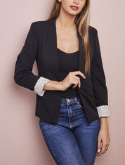 Blazer à revers imprimé graphique - Noir - 1