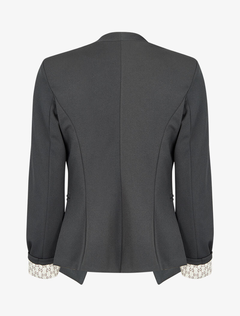Blazer à revers imprimé graphique - Anthracite - 3