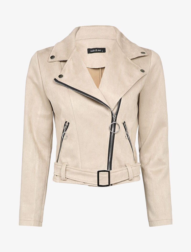 Perfecto en suédine à poches zippées décoratives - Beige - 1