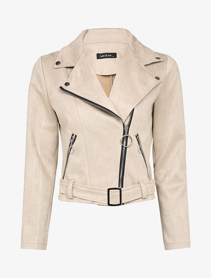 Perfecto en suédine à poches zippées décoratives - Beige - 1