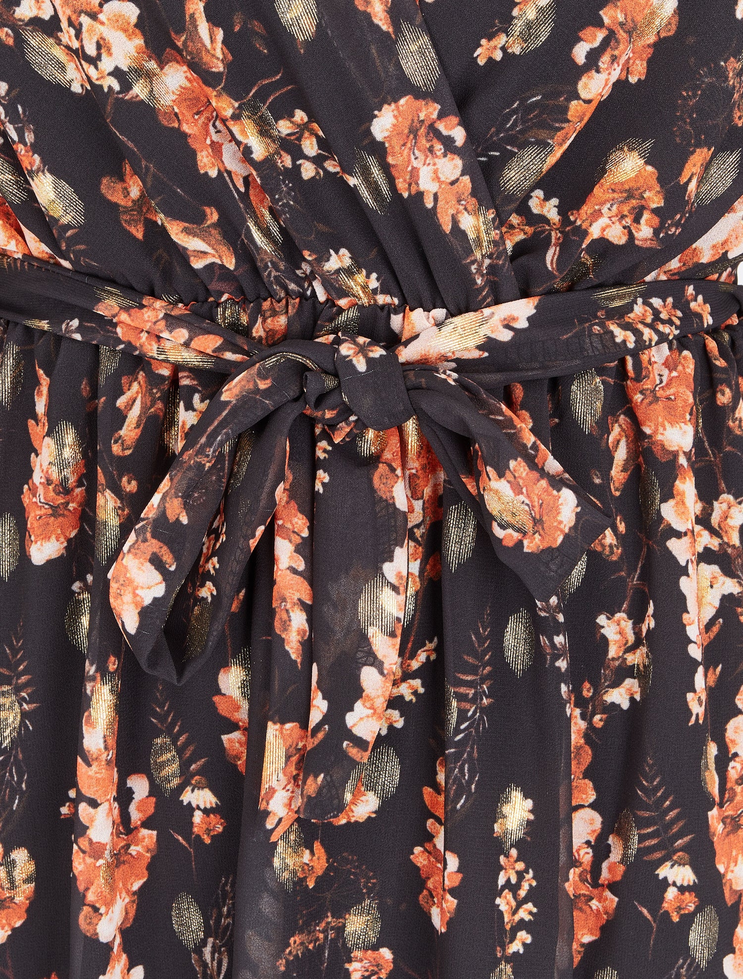 Robe fleurie lamée à col cache-coeur - Noir - 3