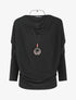 Pull fin à col bénitier et manches dolman - Noir - 1