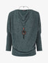Pull fin à col bénitier et manches dolman - Vert émeraude - 4