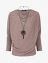 Pull fin à col bénitier et manches dolman - Taupe - 1
