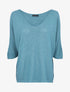 Pull loose en maille fine à manches 3/4 - Bleu charrette - 1