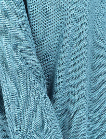 Pull loose en maille fine à manches 3/4 - Bleu charrette - 3