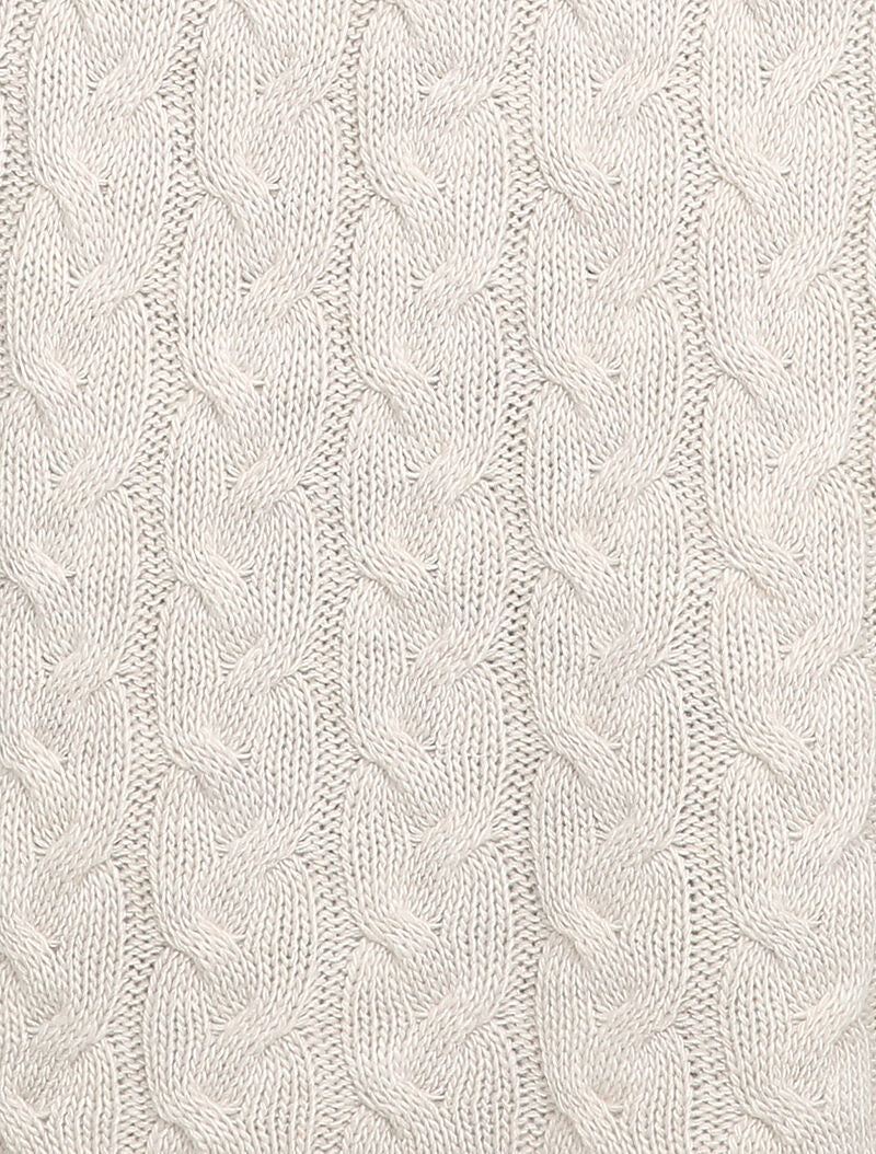 Robe pull en maille torsadée et taille côtelée - Écru - 3