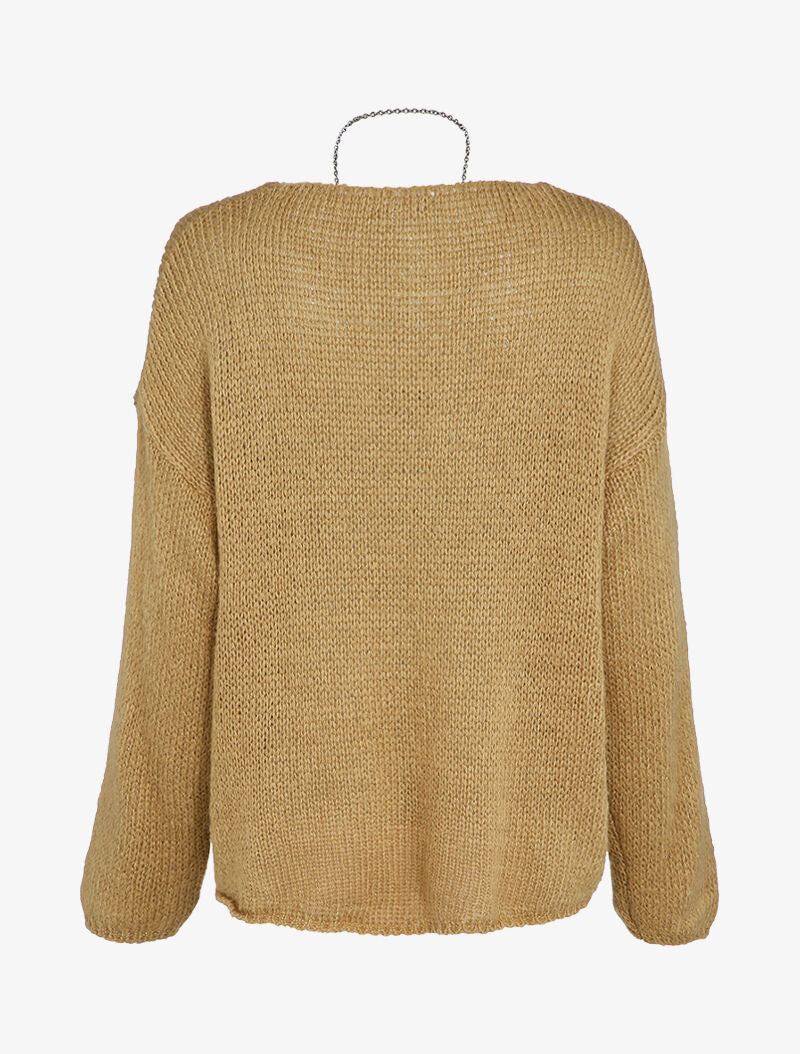 Pull oversize à dos long - Beige - 2