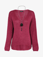 Pull oversize à dos long - Bordeaux - 1
