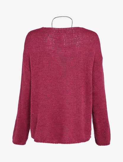 Pull oversize à dos long - Bordeaux - 2