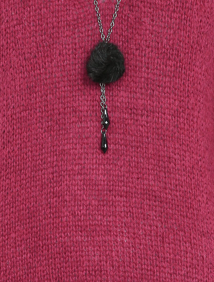 Pull oversize à dos long - Bordeaux - 3