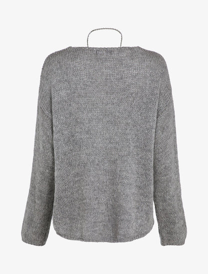 Pull oversize à dos long - Gris chiné - 2