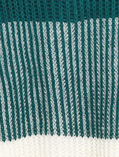 Pull en grosse maille contrastée - Bleu canard - 3
