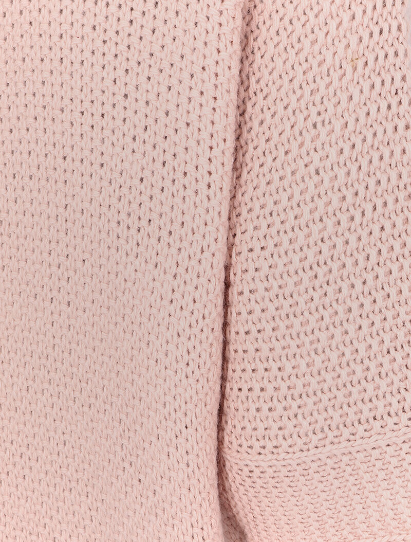Pull oversize à manches 3/4 et col U - Rose poudré - 3