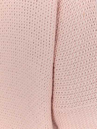 Pull oversize à manches 3/4 et col U - Rose poudré - 3