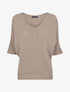 Pull oversize à manches 3/4 et col U - Taupe - 4