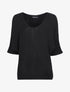 Pull oversize à manches 3/4 et col U - Noir - 4