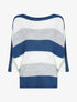 Pull loose à imprimé rayé et manches dolman - Bleu - 1