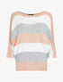 Pull loose à imprimé rayé et manches dolman - Rose - 1