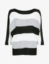 Pull loose à imprimé rayé et manches dolman - Noir - 1