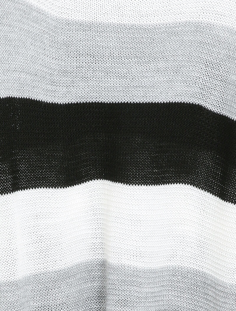 Pull loose à imprimé rayé et manches dolman - Noir - 3