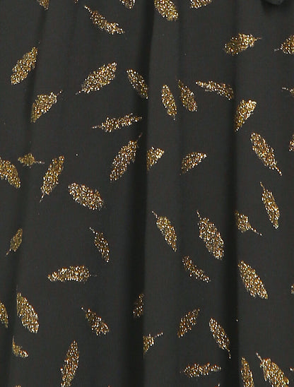 Robe mi-longue à détails irisés plumes - Noir - 3