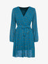 Robe mi-longue à détails irisés plumes - Bleu - 1