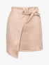 Jupe portefeuille en suédine à pan asymétrique - Beige - 1