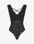 Body échancré en dentelle à bustier coquée - Noir - 1