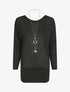 Top chauve-souris avec sautoir - Noir - 3