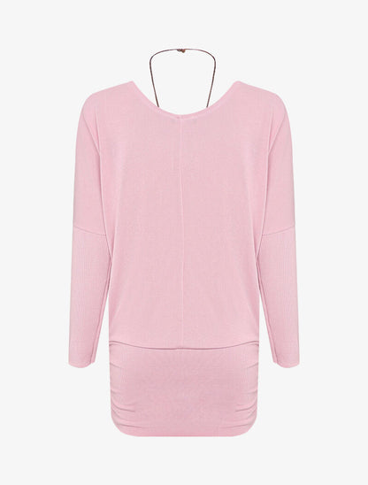 Top chauve-souris avec sautoir - Rose - 3