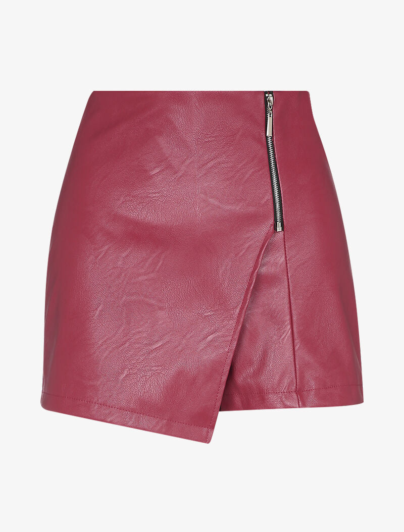 Short en simili effet jupe en trompe l&